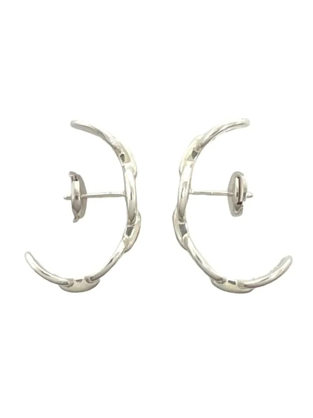 Hermes Chaine D'ancre Earrings 925 Sterling Silver Accessory